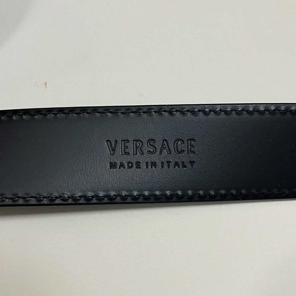VERSACE LA MEDUSA BLACK PALAZZO BELT